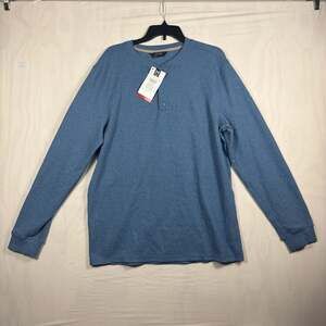 Member's Mark Men's Thermal Henley Long Sleeve Waffle Knit Blue Size XL NWT
